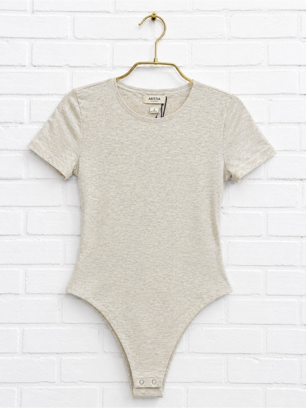 Aritzia Babaton Contour Thong Bodysuit in Heather light Oatmeal Size Medium N